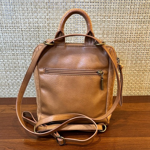 ?HP?The Sak Loyola Tan Leather Mini Convertible Backpack Tobacco Floral